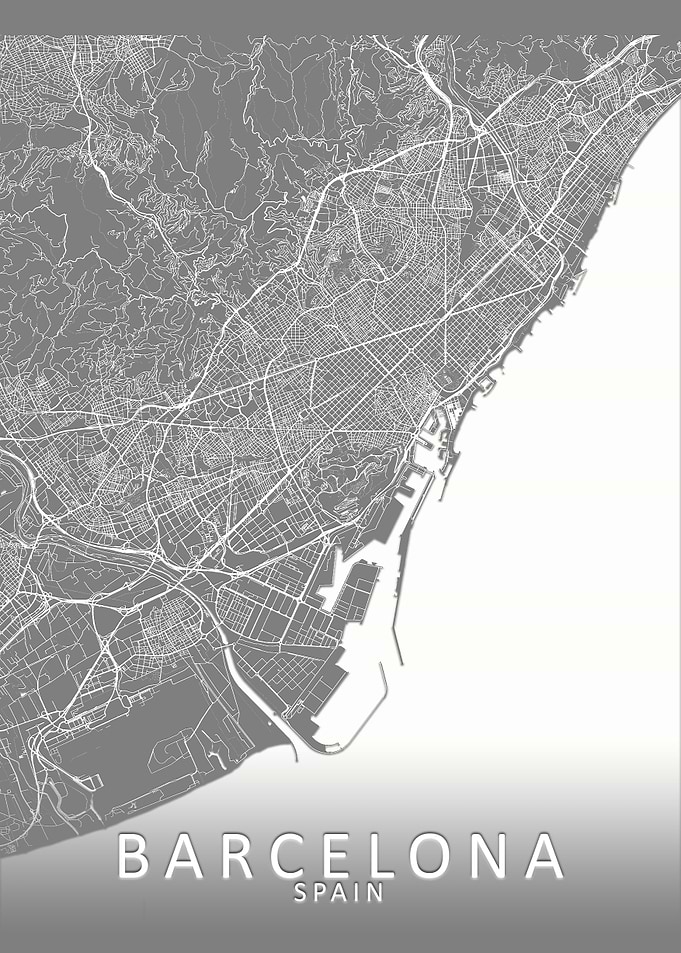 Barcelona Grey City Map