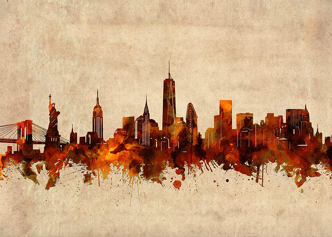 new york skyline grunge