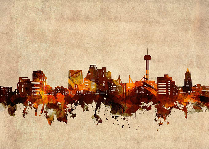 san antonio skyline grunge