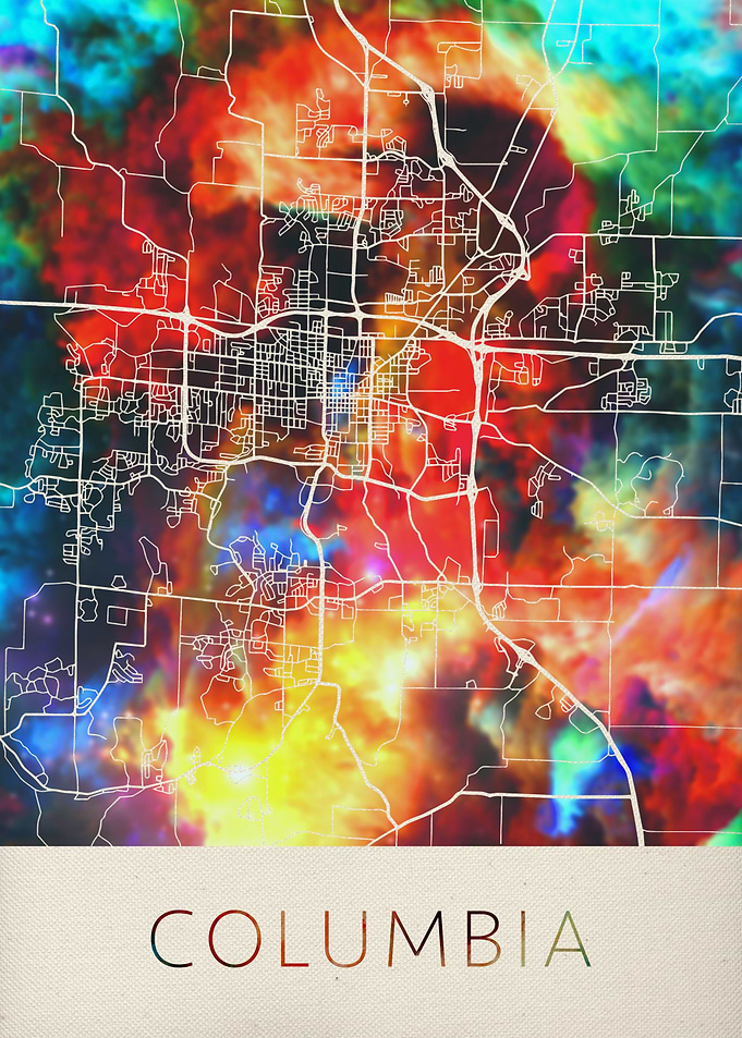 Columbia Watercolor Map