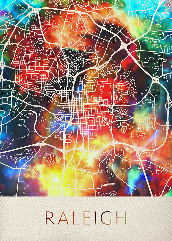 Raleigh Watercolor Map
