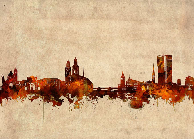 zurich skyline grunge