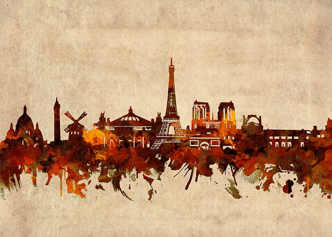 paris skyline grunge