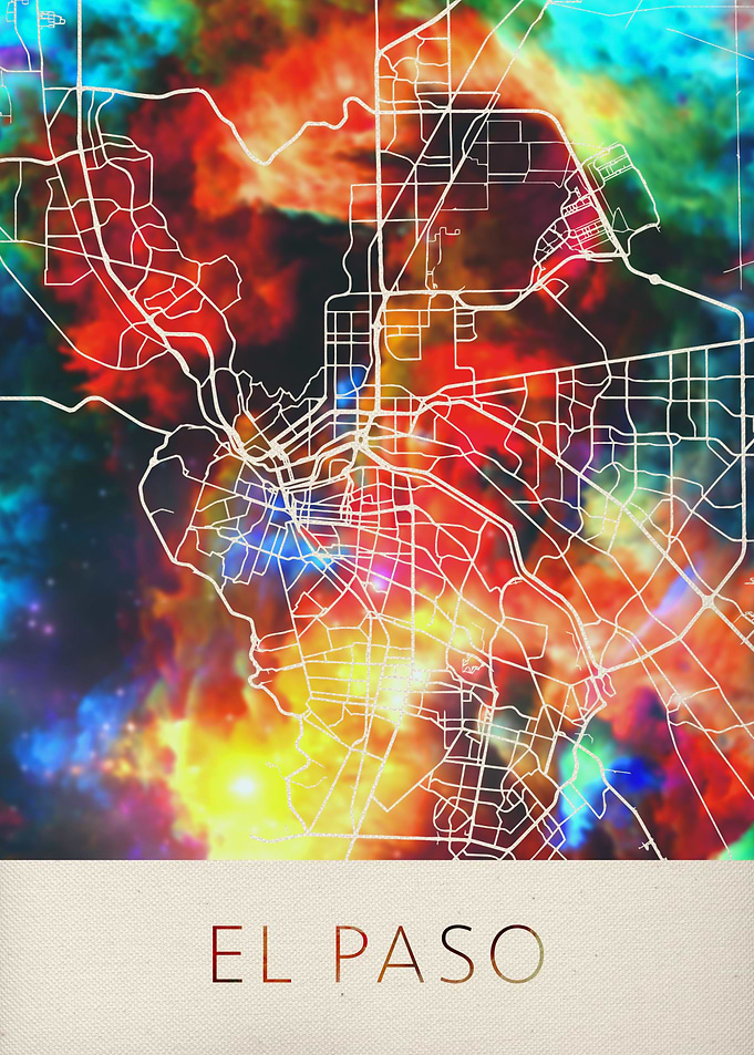 El Paso Watercolor Map