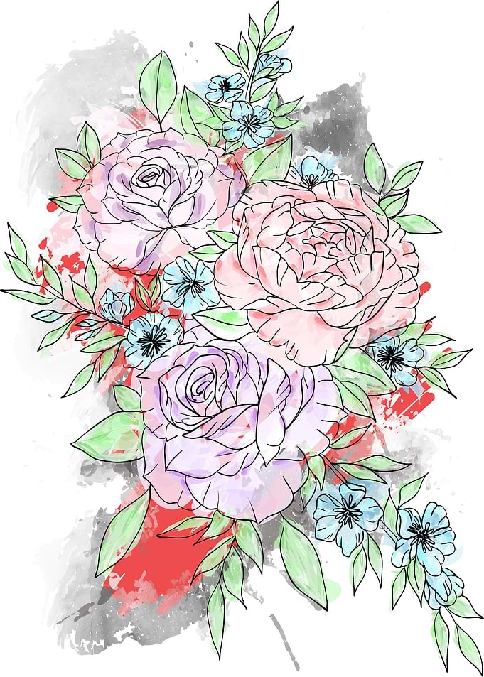 Romantic roses watercolor