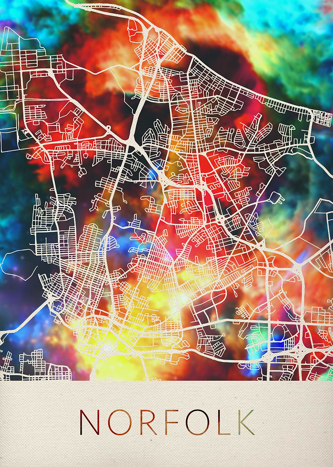 Norfolk Watercolor Map
