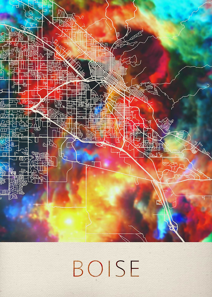 Boise Watercolor City Map