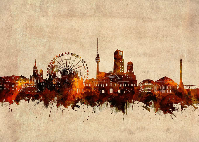 stuttgart skyline grunge