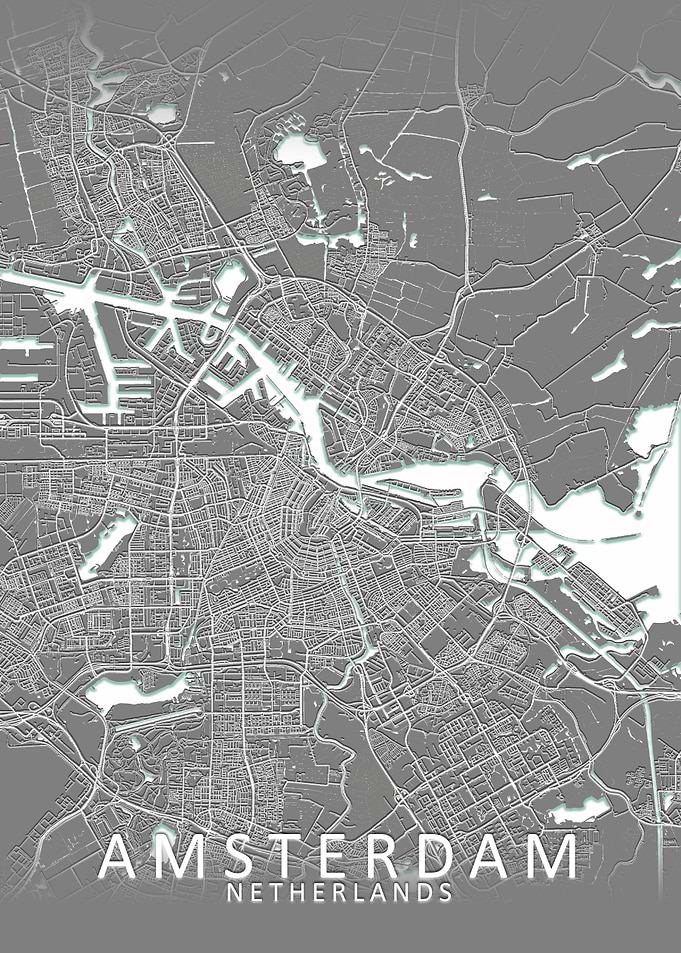 Amsterdam Grey City Map