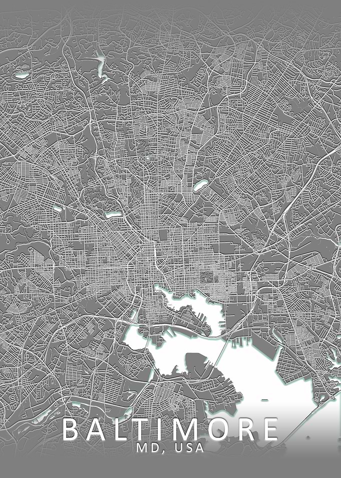 Baltimore Grey City Map