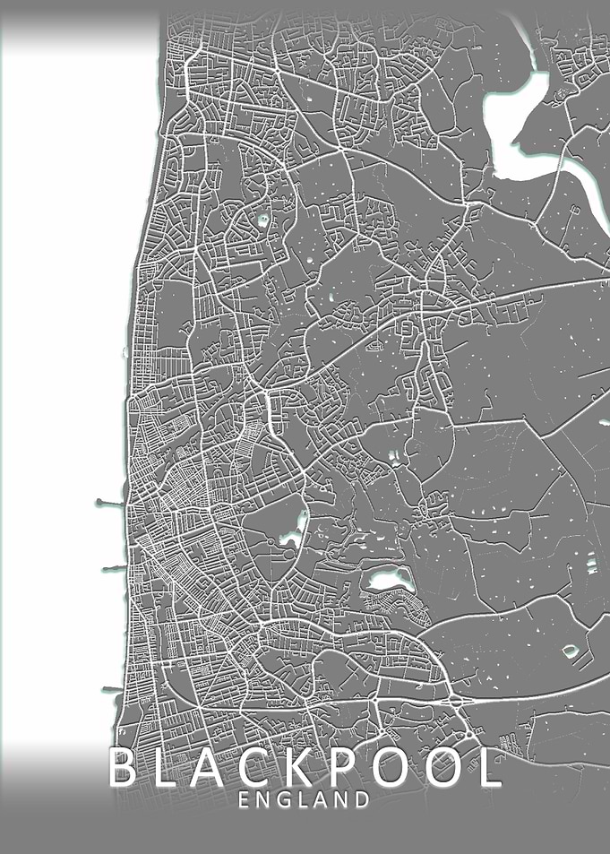 Grey Blackpool City Map