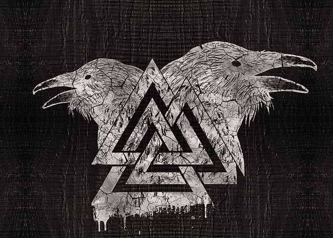 Valknut Symbol and Ravens