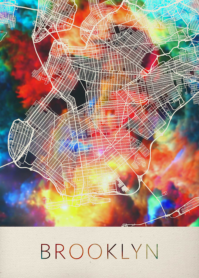 Brooklyn Watercolor Map