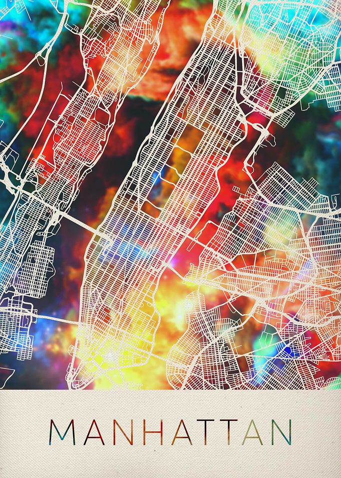 Manhattan Watercolor Map