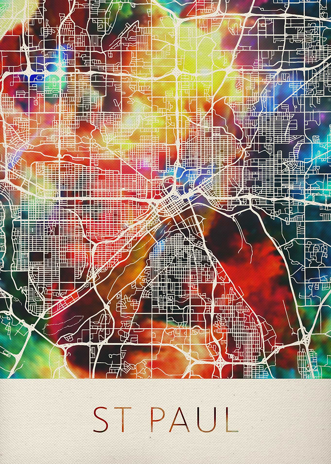 St Paul Watercolor Map