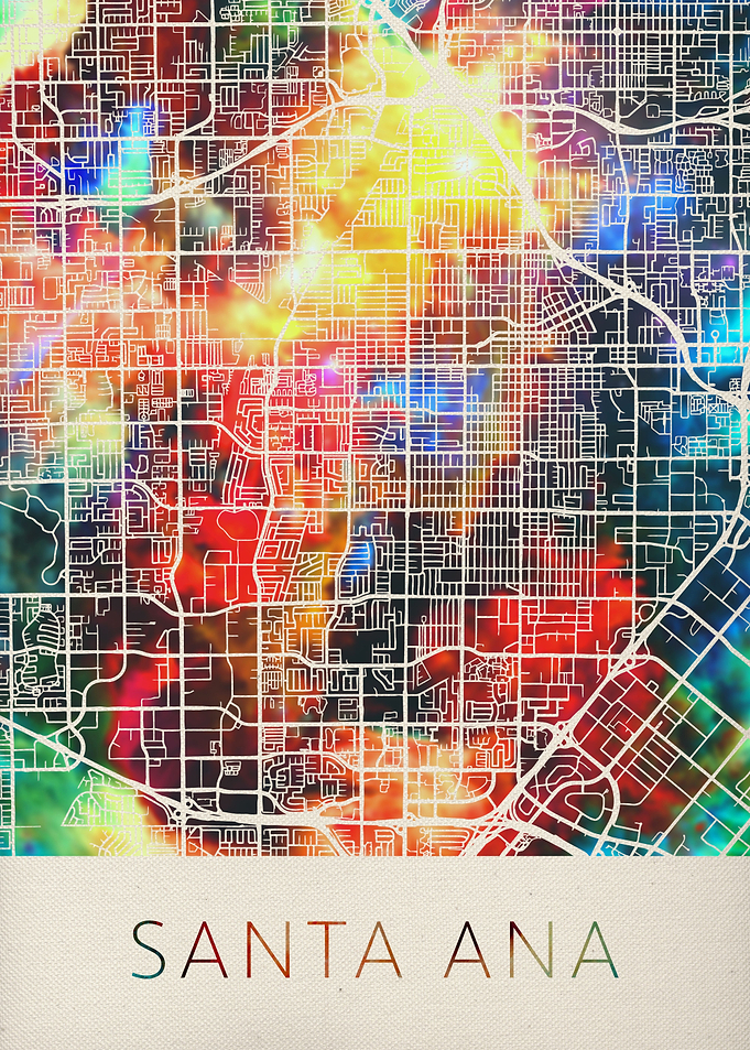 Santa Ana Watercolor Map