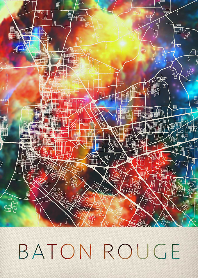 Baton Rouge Watercolor Map