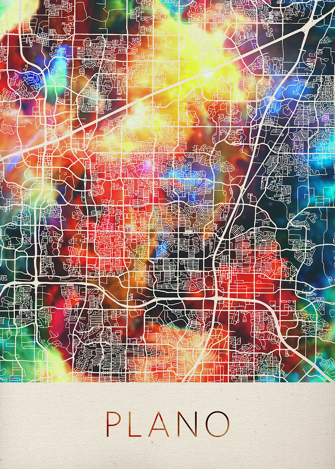 Plano Watercolor City Map