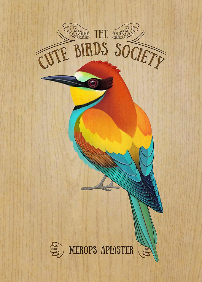 Merops apiaster on Wood