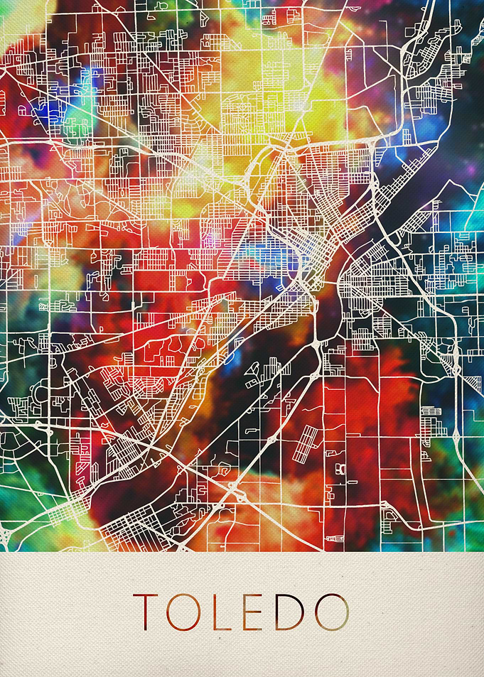 Toledo Watercolor City Map