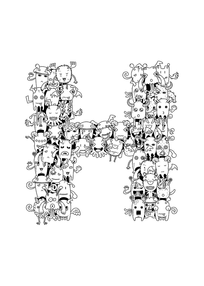 Monster Doodle Alphabet H