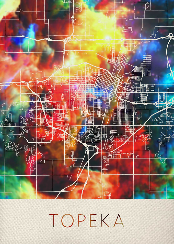 Topeka Watercolor City Map