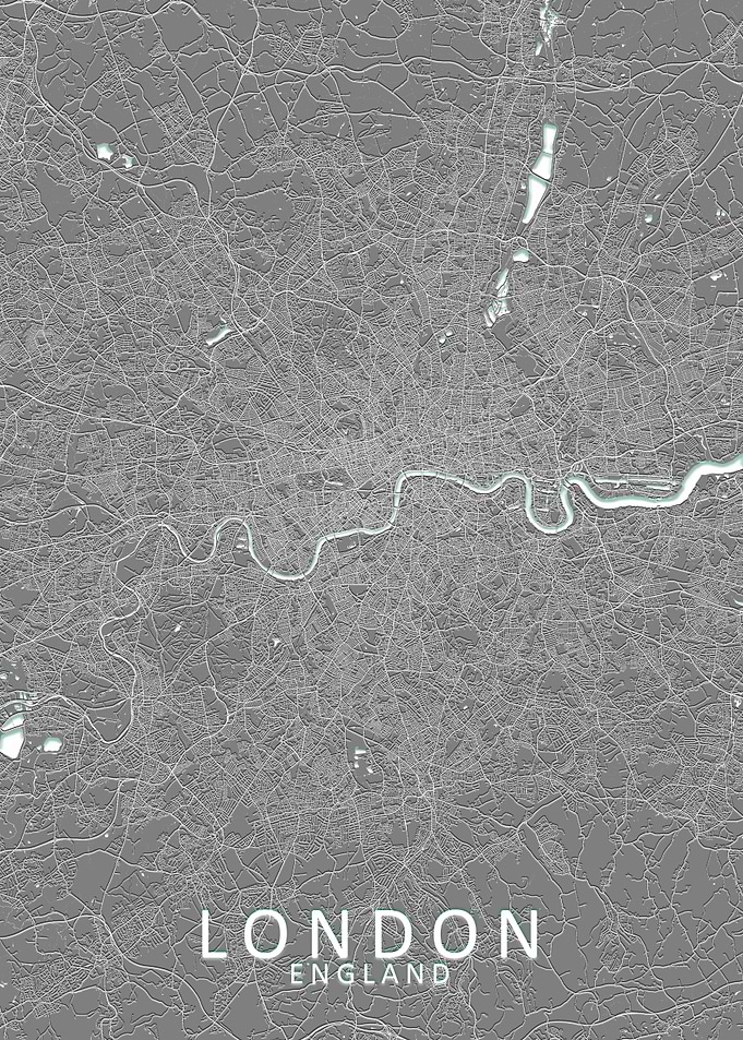 London Grey City Map