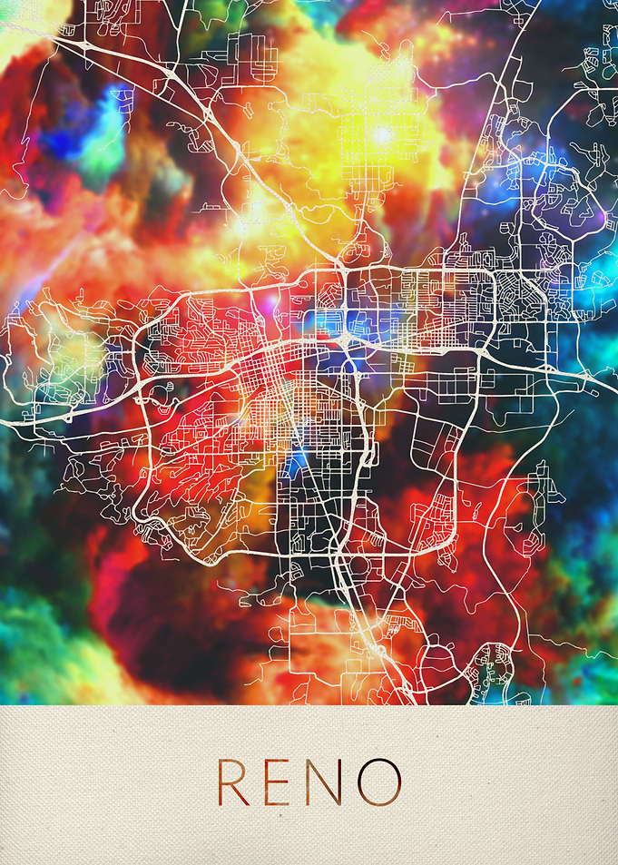 Reno Watercolor City Map