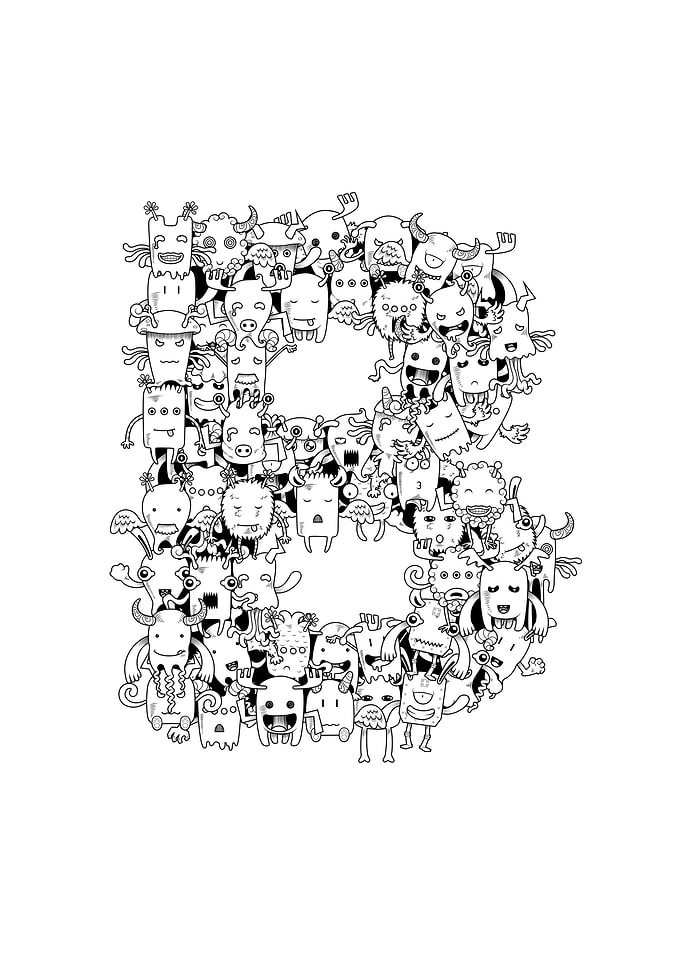 Monster Doodle Alphabet B