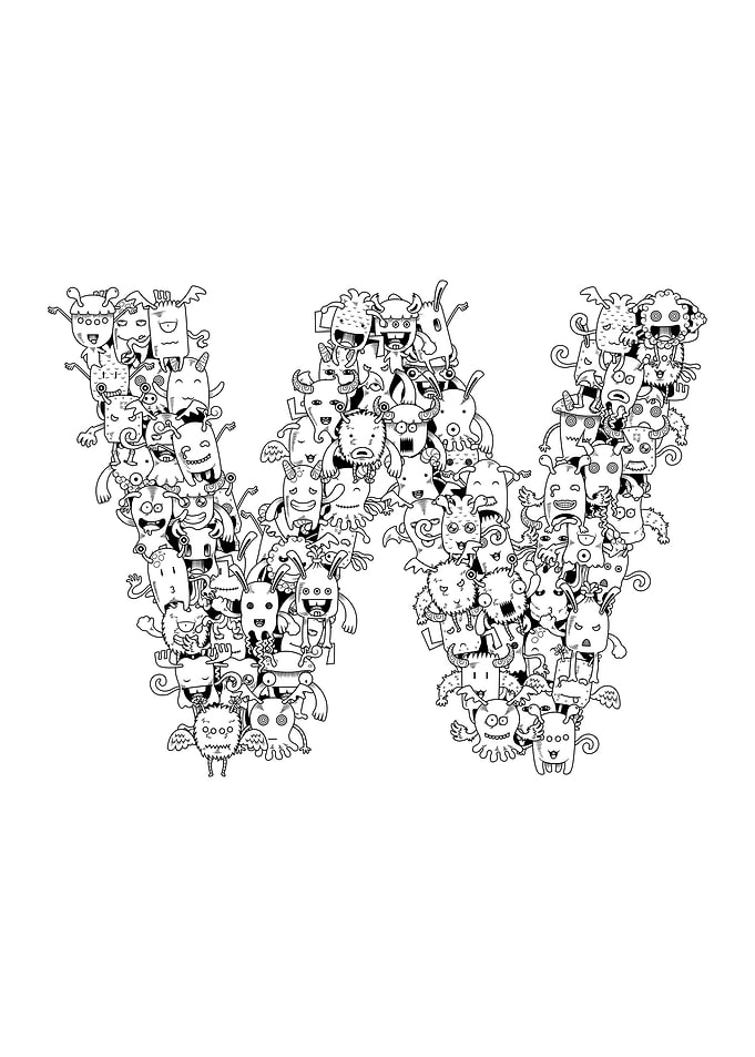 Monster Doodle Alphabet W