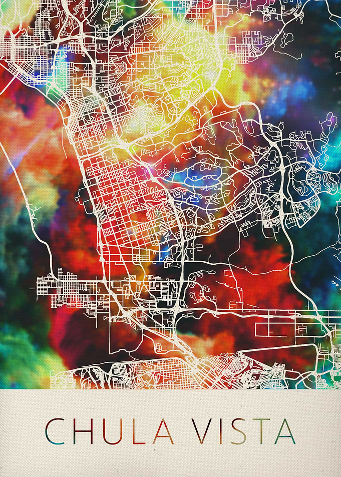 Chula Vista Watercolor Map