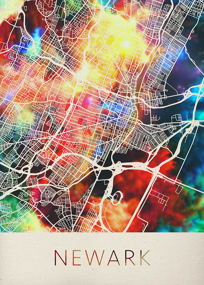 Newark Watercolor City Map