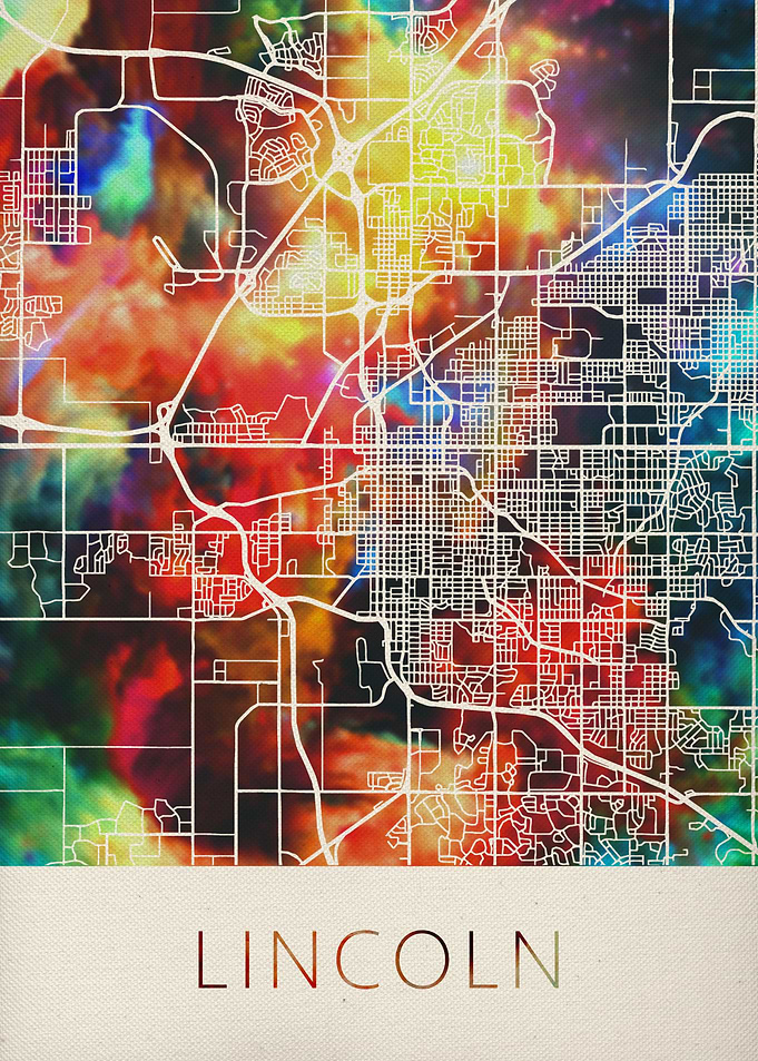 Lincoln Watercolor Map