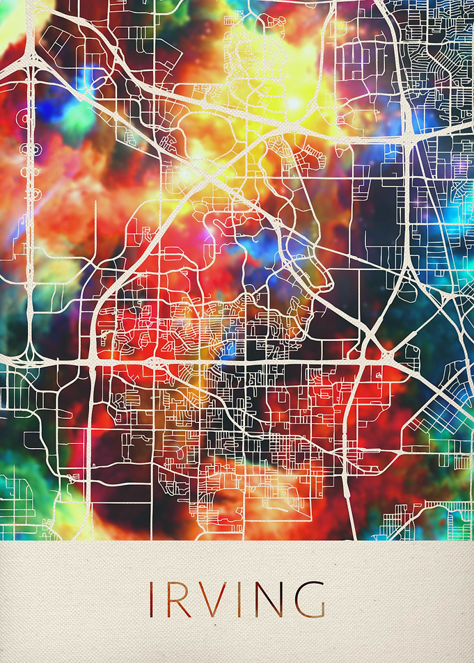 Irving Watercolor City Map