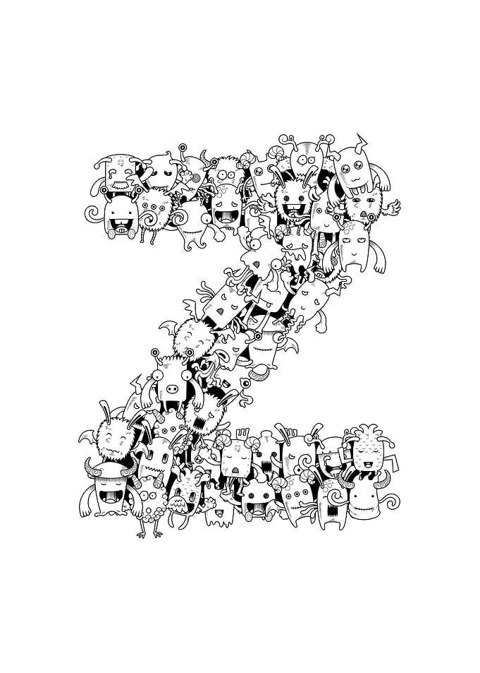 Monster Doodle Alphabet Z