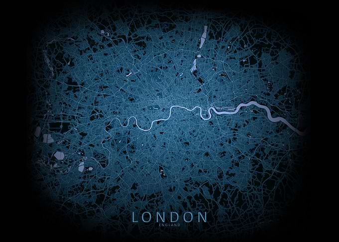 London Blue Glow City Map