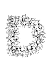 Monster Doodle Alphabet D