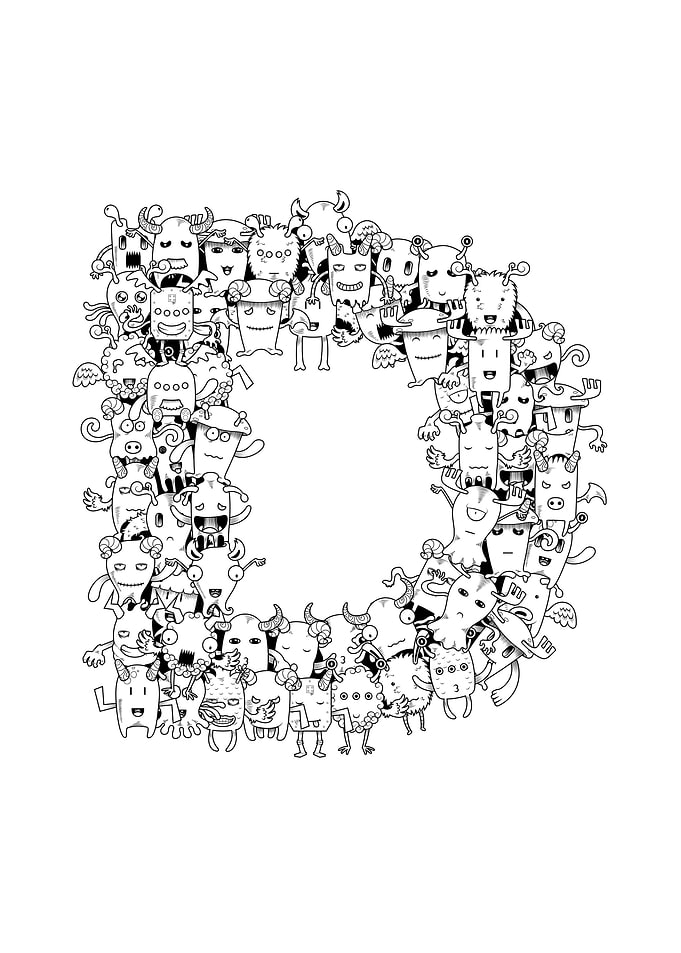 Monster Doodle Alphabet D
