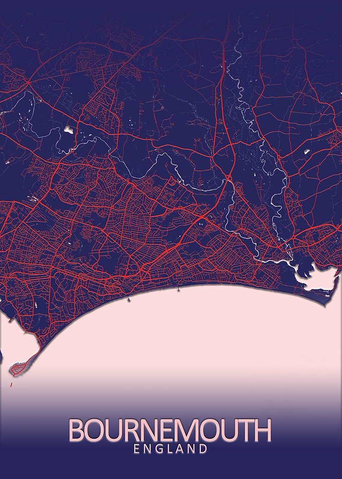 Bournemouth City Map Blue