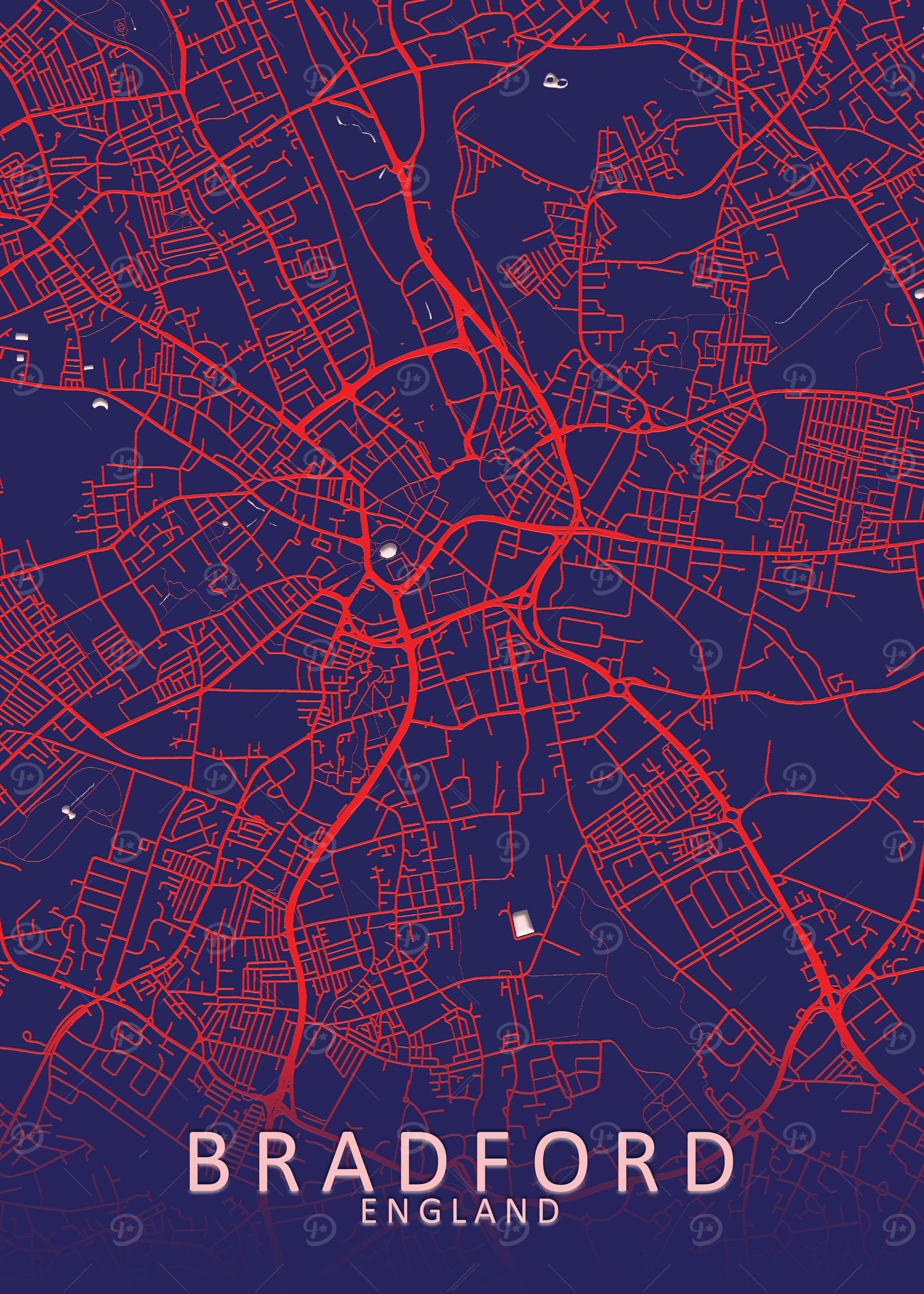 Bradford Blue City Map