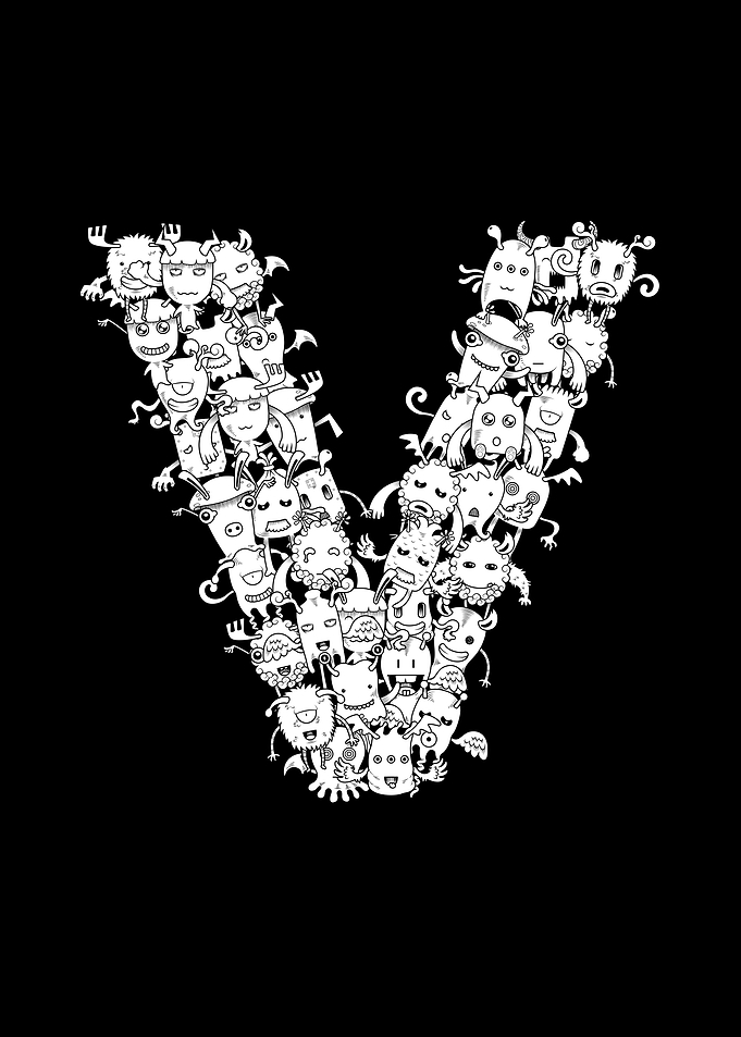 Letter V Monster Doodle