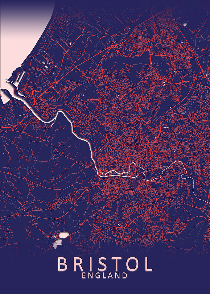 Bristol Dark Blue City Map