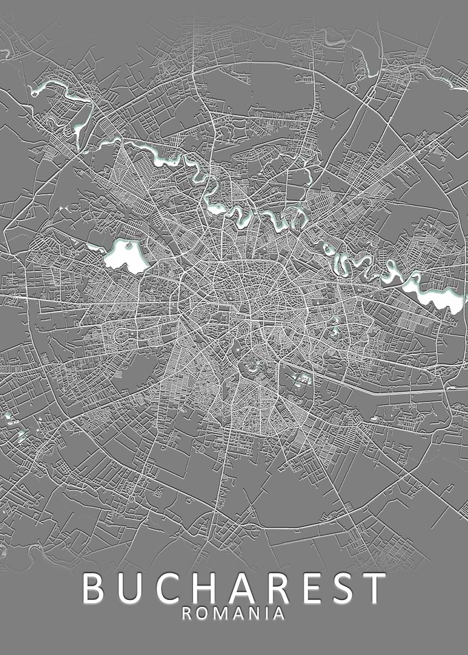 Bucharest Grey City Map