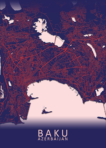 Baku Dark Blue CIty Map