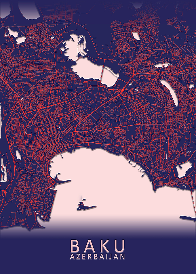 Baku Dark Blue CIty Map