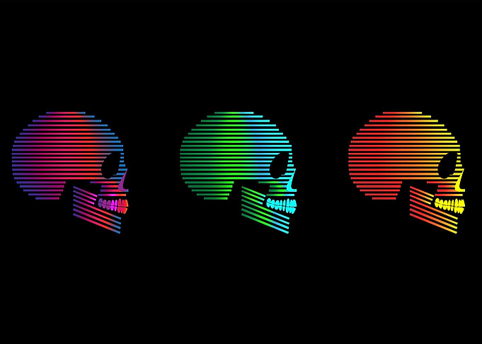 Skull icons with headphone