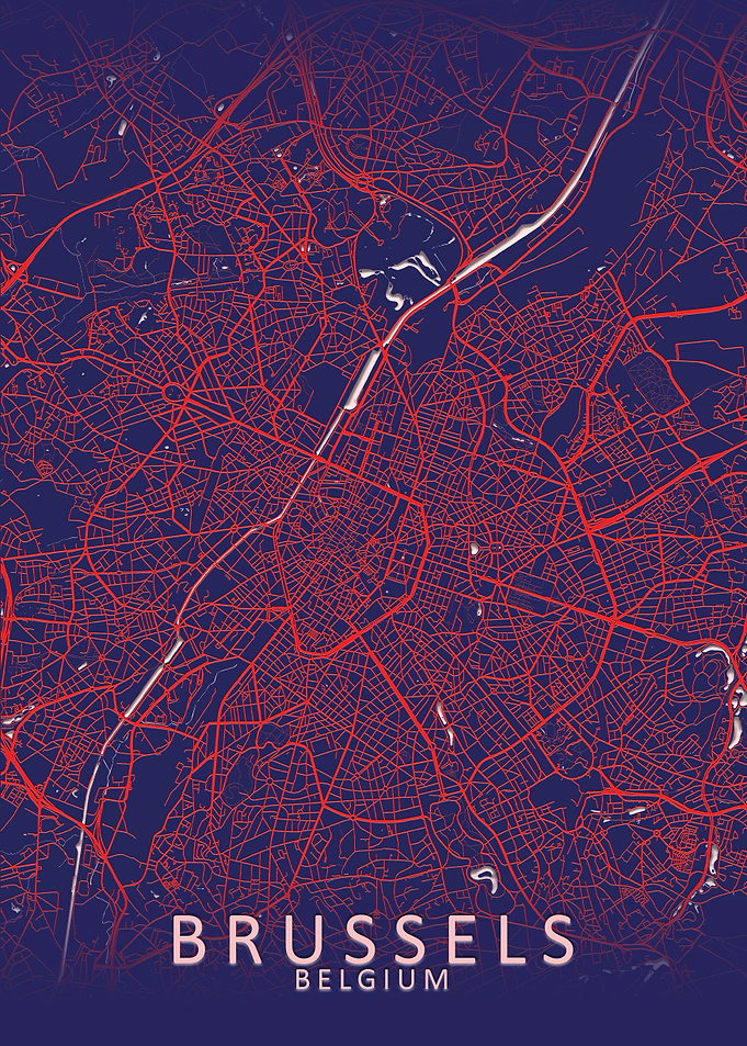 Brussels Blue City Map