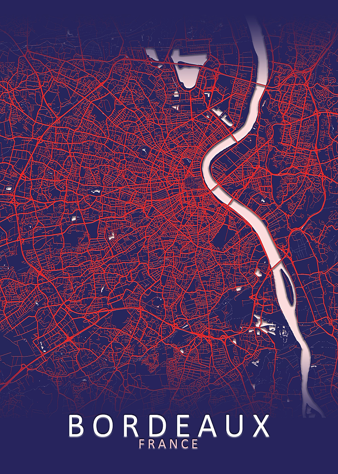 Bordeaux Dark Blue CityMap