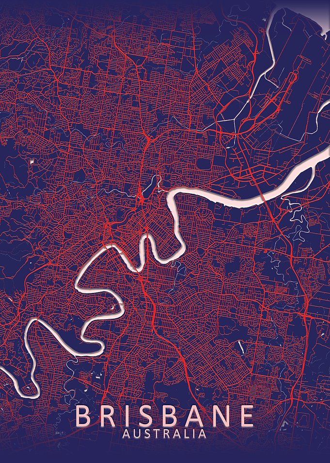 Brisbane Dark City Map