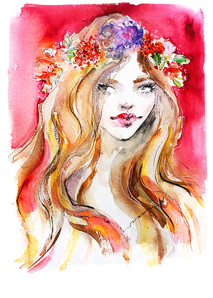 Fashion girl and flowers